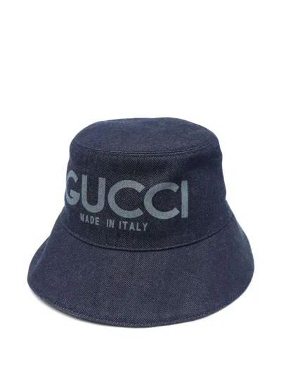 Gucci Lasered Denim Bucket Hat In Blue