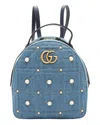 Gucci Blue Matelasse Denim & Leather Pearl Gg Marmont Backpack (authentic Pre-  Loved)