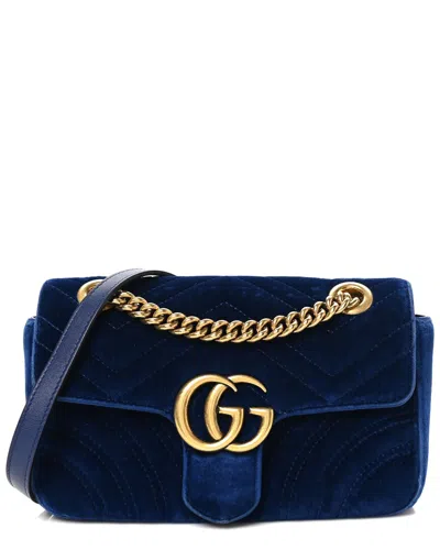Gucci Blue Matelasse Leather Medium Gg Marmont Shoulder Bag (authentic Pre-  Loved)