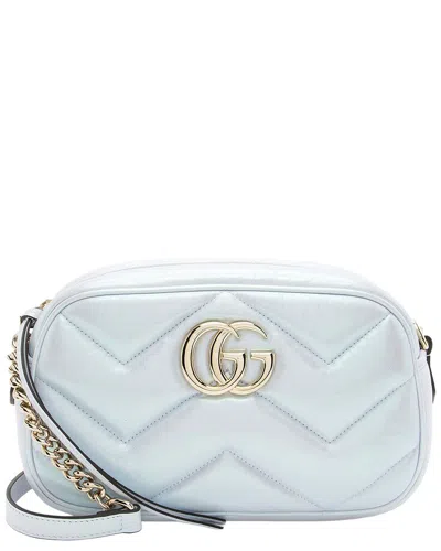 Gucci Blue Matelasse Padded Leather Gg Marmont Small Camera Bag (authentic  Pre-loved)