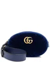 Gucci Blue Matelasse Velvet Gg Marmont Belt Bag - Size 34 / 85 (authentic Pre-loved)