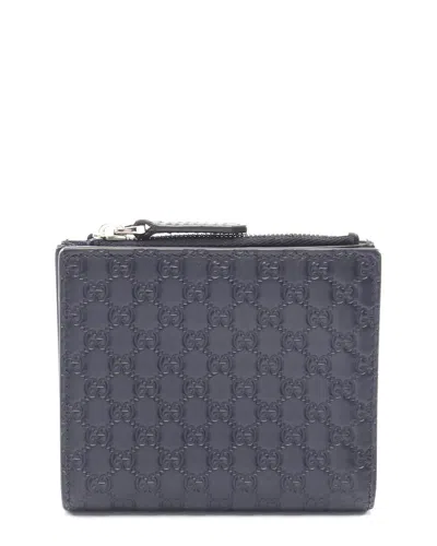 Gucci Blue Microssima Leather Bifold Wallet (authentic Pre-loved)