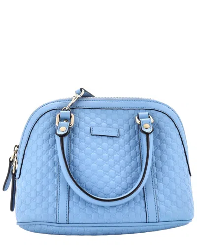 Pre-owned Gucci Blue Microssima Leather Convertible Dome Satchel Mini (authentic  Pre-loved)