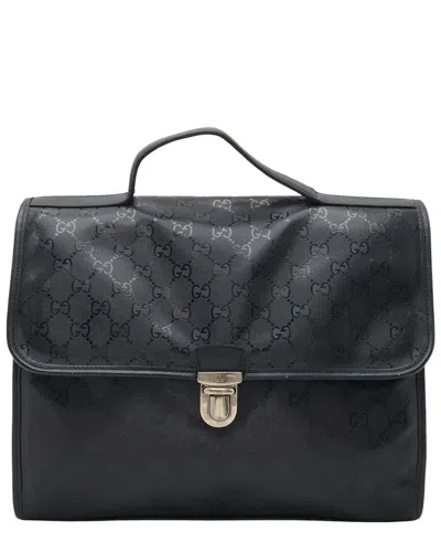 Gucci Blue Microssima Leather Kids Backpack (authentic Pre-loved) In Black