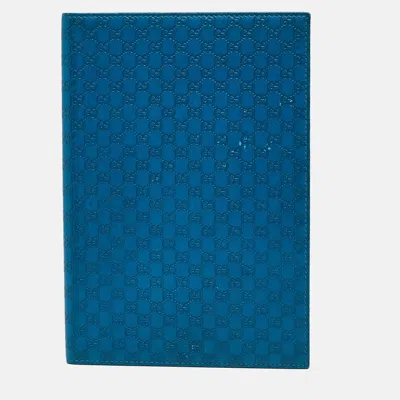 Pre-owned Gucci Blue Microssima Leather Notebook Agenda Cover