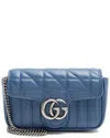 Gucci Blue Mixed Matelasse Leather Gg Marmont Aria Mini Flap Bag (authentic Pre-loved) In Blue