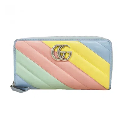 Pre-owned Gucci Blue Multi-color Leather Long Wallet (bi-fold) ()