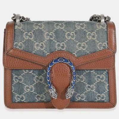 Pre-owned Gucci Blue New Denim Gg Monogram Dollar Calfskin Enamel Mini Dionysus Bag