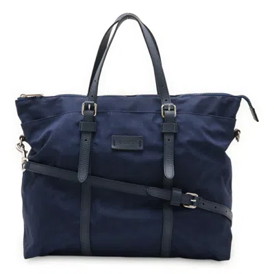 Pre-owned Gucci Blue Nylon Leather Shoulder Bag Tote Bag ()