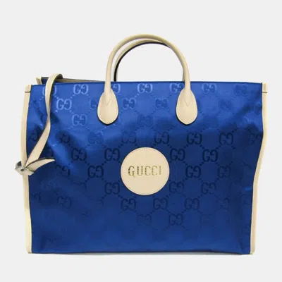 Pre-owned Gucci Blue Off-white Off The Grid Gg Nylon Canvas Leather Shoulder Bag