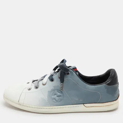 Pre-owned Gucci Blue Ombre Leather Low Top Sneakers Size 41.5