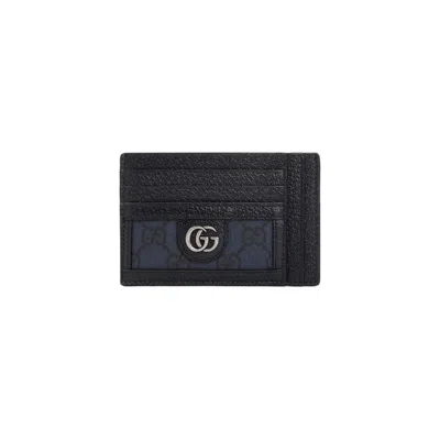 Gucci Blue Ophidia Card Case In Black