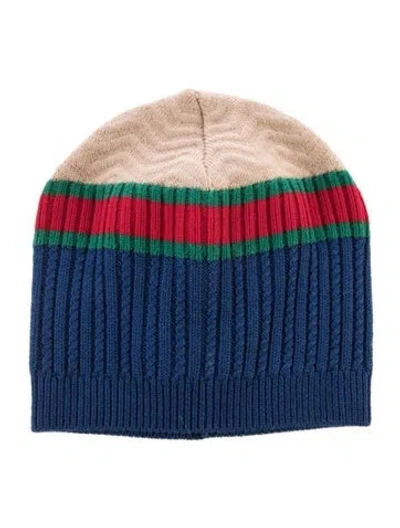 Pre-owned Gucci Blue Patterned Beanie W/tags