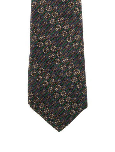 Pre-owned Gucci Blue Patterned Silk Tie