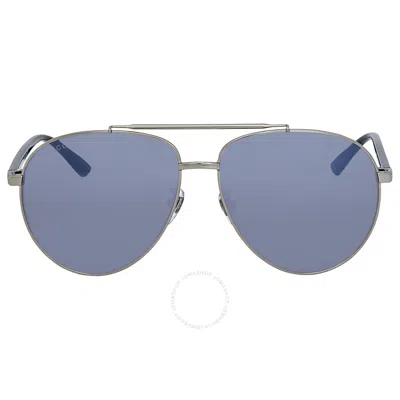 Gucci Blue Pilot Unisex Sunglasses Gg0043sa 001 61 In Metallic