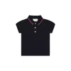 Gucci Blue Polo Shirt For Baby Boy With Web Detail