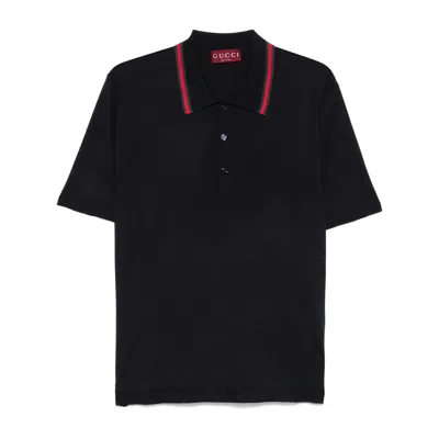Gucci Blue Polo Shirts Men In Black