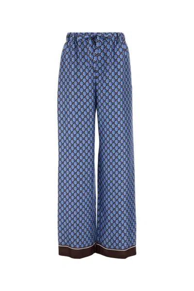 GUCCI BLUE PRINTED SILK PAJAMA