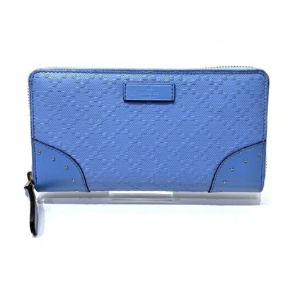 Pre-owned Gucci Blue Pvc Leather Long Wallet (bi-fold) ()