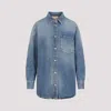 GUCCI BLUE QUILTED GG PATCH DENIM SHIRT