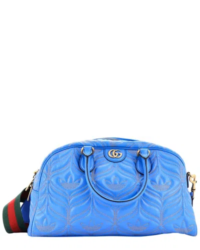 Pre-owned Gucci Blue Quilted Leather Ltd. Ed. Adidas Duffle, Never Carried (authentic  Pre-loved)