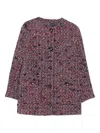 Gucci Blue Red Boucl Wool Jacket In Brown