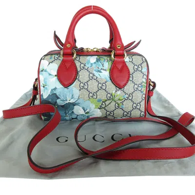 Pre-owned Gucci Blue Red Color Pvc Leather Handbag Shoulder Bag () In Blue, Red Color