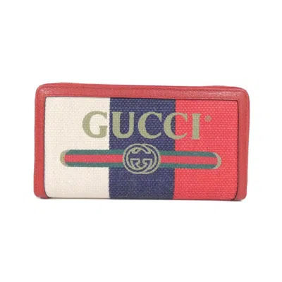 Pre-owned Gucci Blue Red Color White Long Wallet (bi-fold) ()