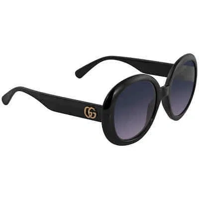Pre-owned Gucci Blue Round Ladies Sunglasses Gg0712s 002 55 Gg0712s 002 55