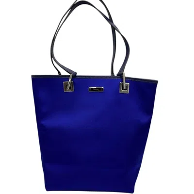 Pre-owned Gucci Blue Satin Leather Tote Bag ()
