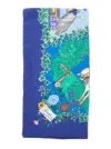Gucci Blue Scarf With All-over Print And Logo Detail In Silk Woman In Multicolor