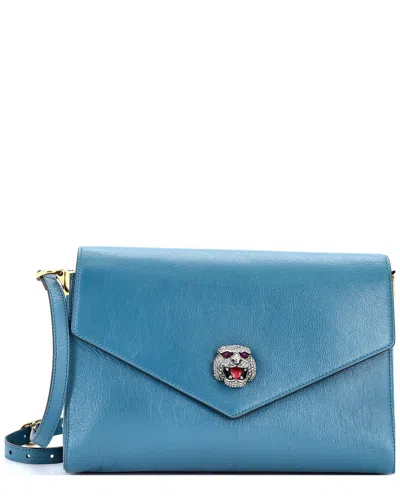 Gucci Blue Sheep Leather Crystal Animalier Shoulder Bag Medium (authentic Pre-  Loved)
