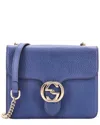 Gucci Blue Sheep Leather Interlocking Shoulder Bag Small (authentic Pre-loved) In Blue