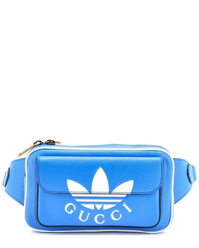 Gucci Blue Sheep Leather X Adidas Zip Belt Bag (authentic Pre-loved)