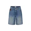 Gucci Web-stripe Denim Shorts In Denim