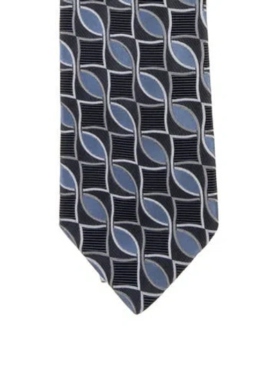 Pre-owned Gucci Blue Silk Geometric Tie