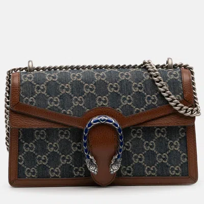 Pre-owned Gucci Blue Small Gg Denim Dionysus Shoulder Bag