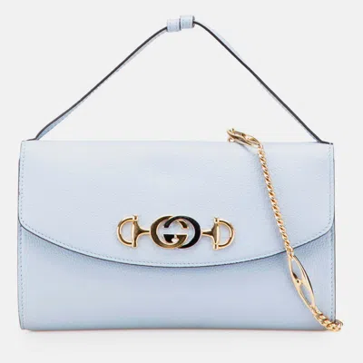 Pre-owned Gucci Blue Small Leather Zumi Satchel