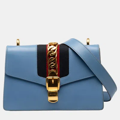Pre-owned Gucci Blue Small Sylvie Shoulder Bag
