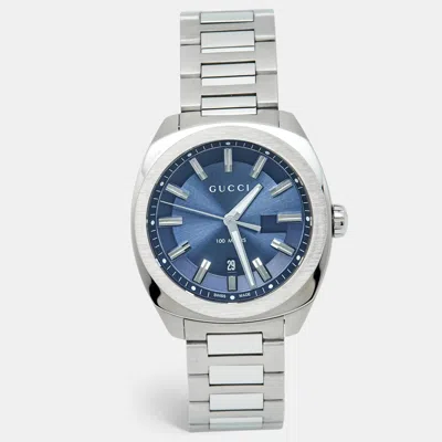 Pre-owned Gucci Blue Stainless Steel Gg2570 Series Ya142303 Men's Wristwatch 40 Mm