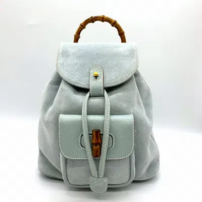 Pre-owned Gucci Blue Suede Leather Backpack ()