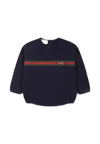 Gucci Blue Sweatshirt For Babykids With Horsebit
