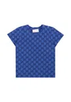 Gucci Blue T-shirt For Baby Boy With Gg Motif In Blue