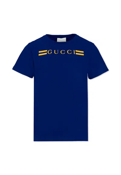 Gucci Blue T-shirt For Kids With Logo