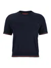 Gucci Blue T-shirt With Web Detail On The Edges In Cashmere And Silk Blend Woman In Blue