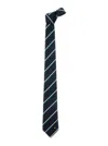 Gucci Blue Tie With Diagonal Stripe Pattern And Embroidered Logo Detail In Silk Man In Multicolor