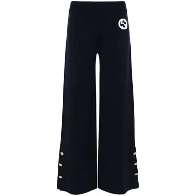 GUCCI GUCCI BLUE TROUSERS - PALAZZO PANTS WOMEN