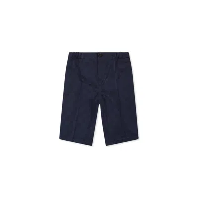 Gucci Blue Trousers For Baby Boy With Web Detail