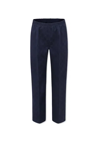 Gucci Kids' Blue Trousers For Boy With Web Detail