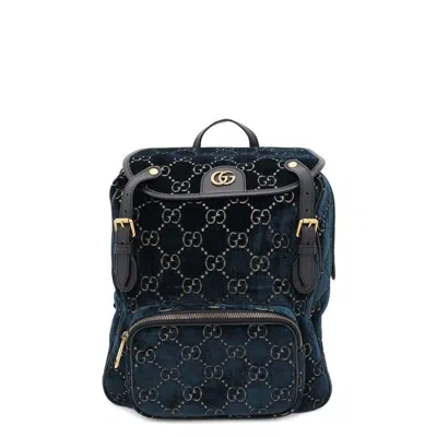 Pre-owned Gucci Blue Velvet Backpack ()